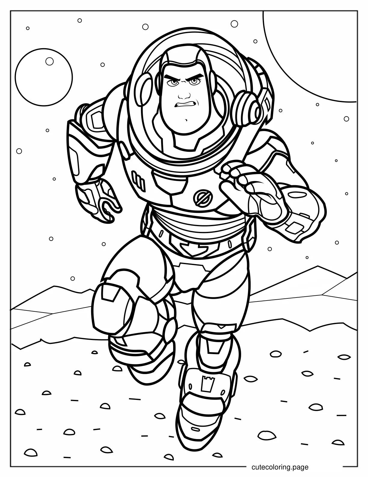 Buzz Lightyear Running In Space Coloring Page coloring page