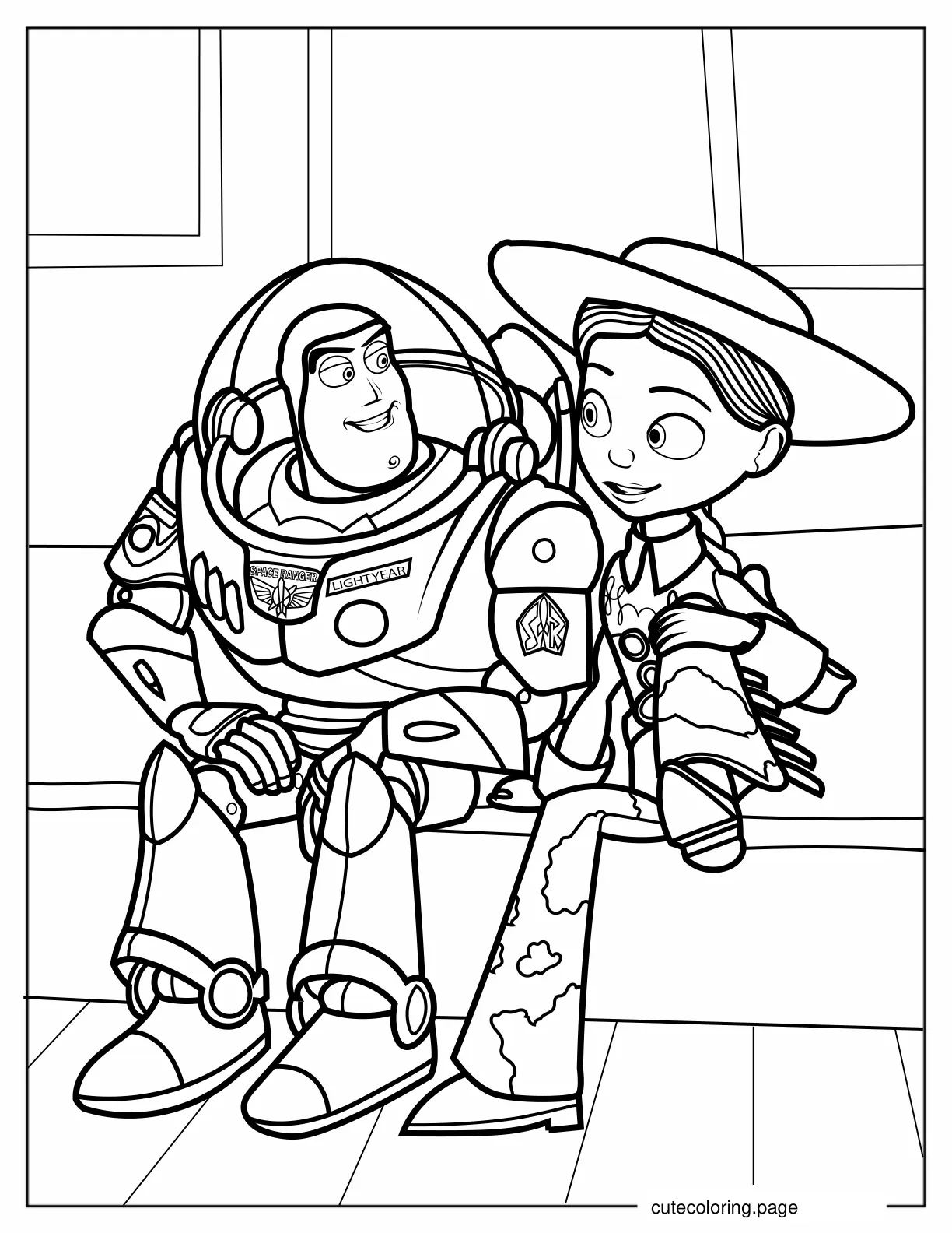 Coloring Page Of Buzz Lightyear And Jessie Talking coloring page