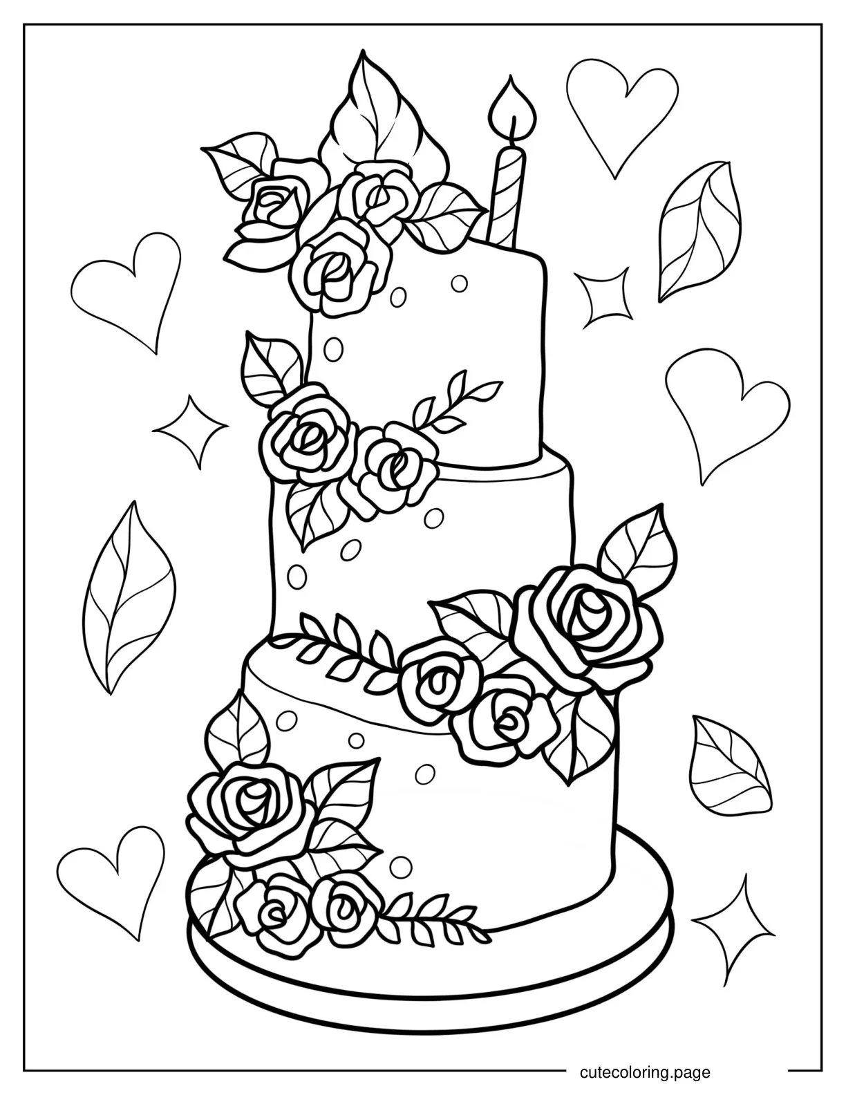 Simple Outline Of Tiered Wedding Cake coloring page