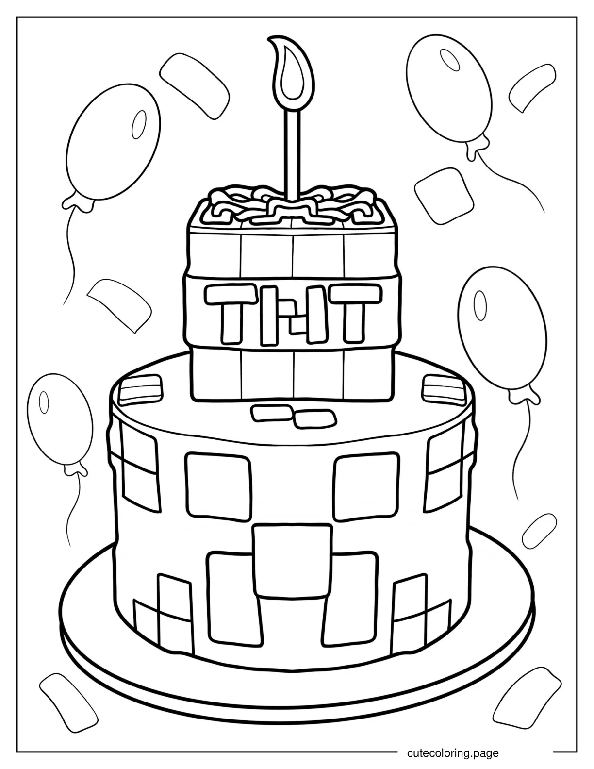 TNT Minecraft Birthday Cake coloring page