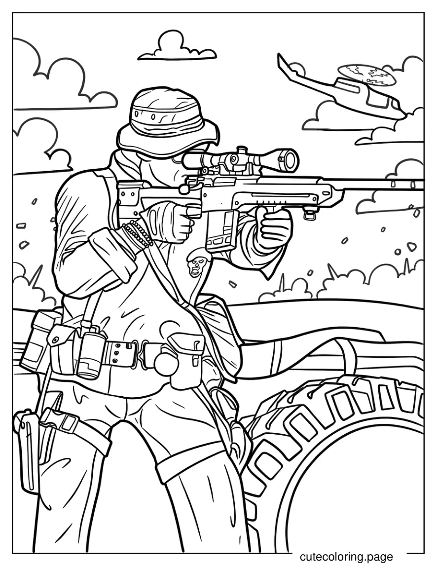 Call Of Duty Black Ops Sniper Coloring Sheet coloring page