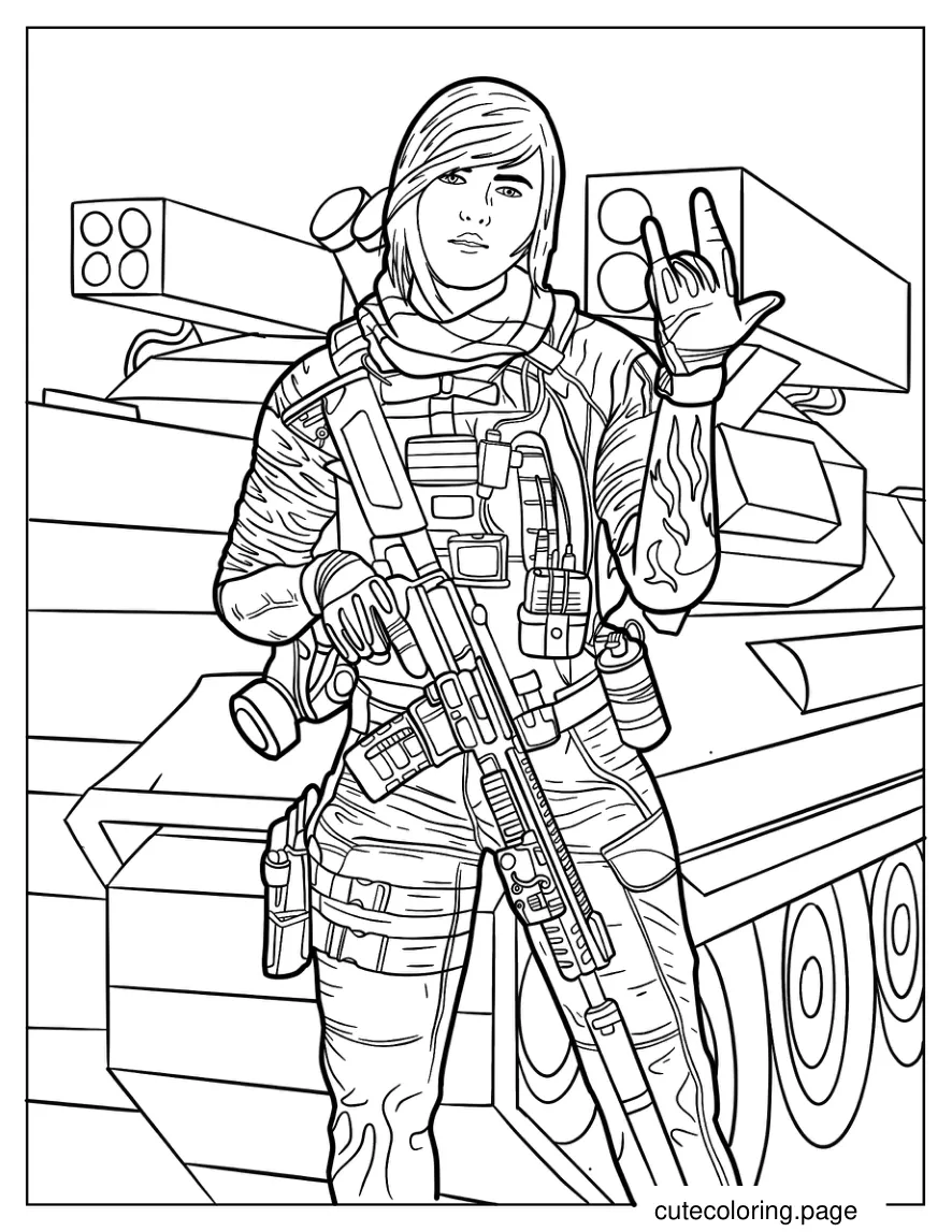 Call Of Duty Warcom Operator Mara Coloring Page coloring page