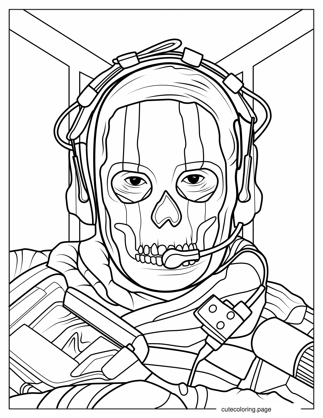 Close Up Of Call Of Duty Ghost Coloring Page coloring page