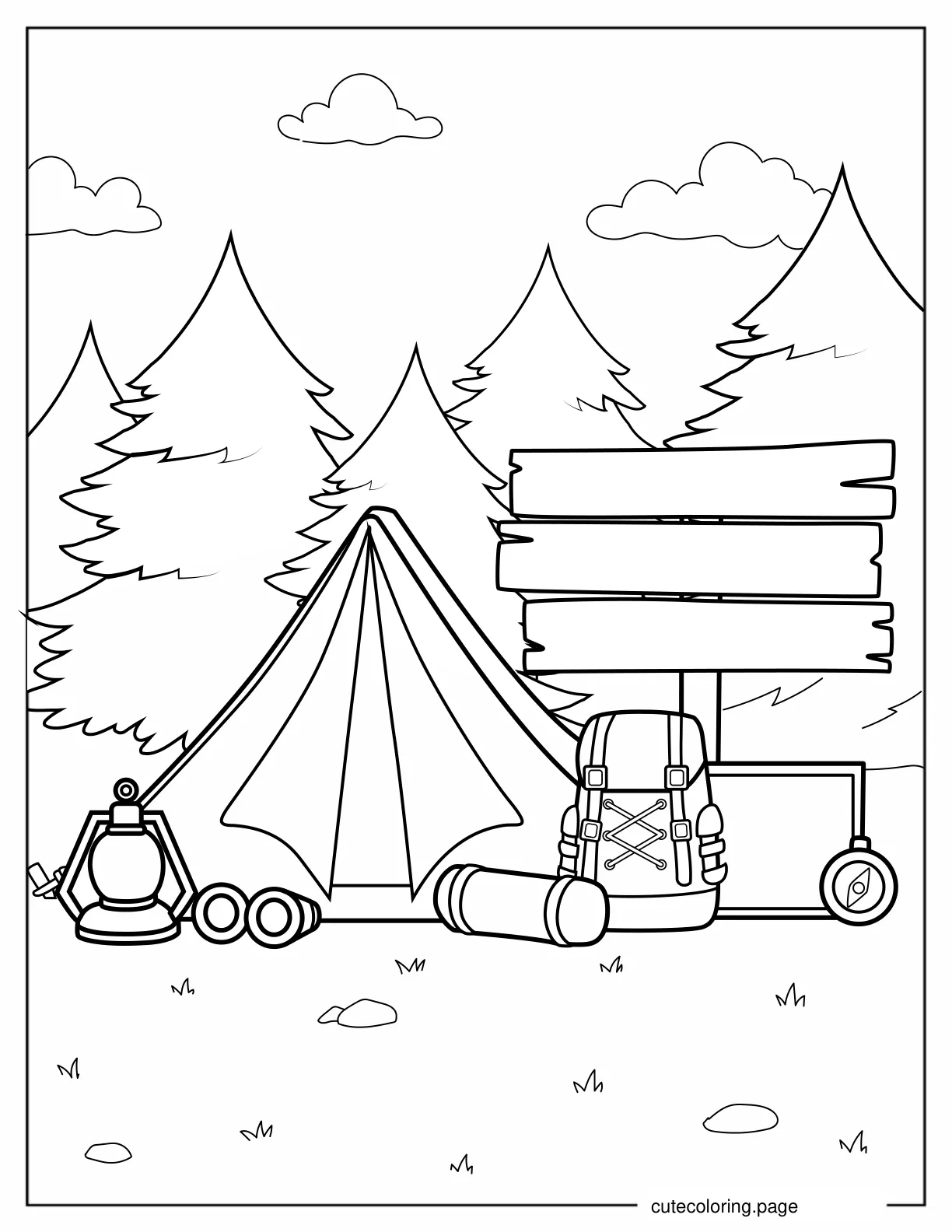 Camping Gear Coloring In For Kids coloring page