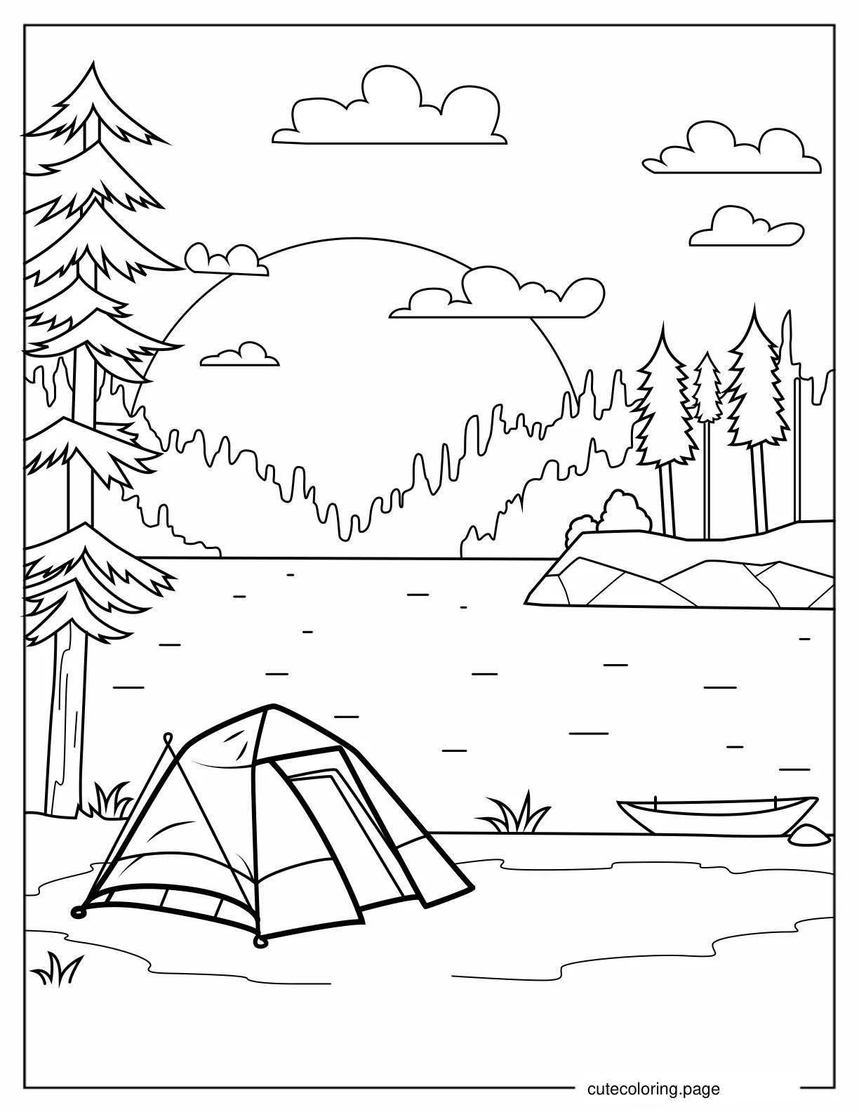 Camping Site With Tent Coloring In coloring page