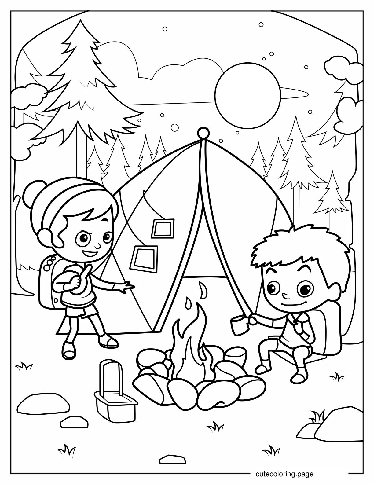 Chibi Campers Coloring Sheet For Kids coloring page