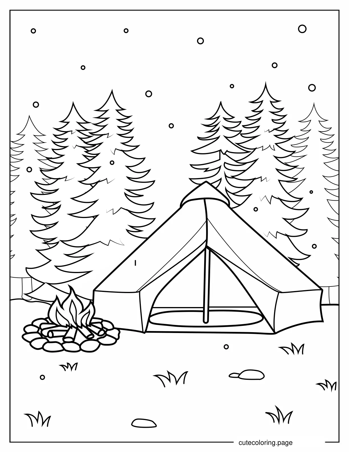 Small Glamping Tent In Forest coloring page