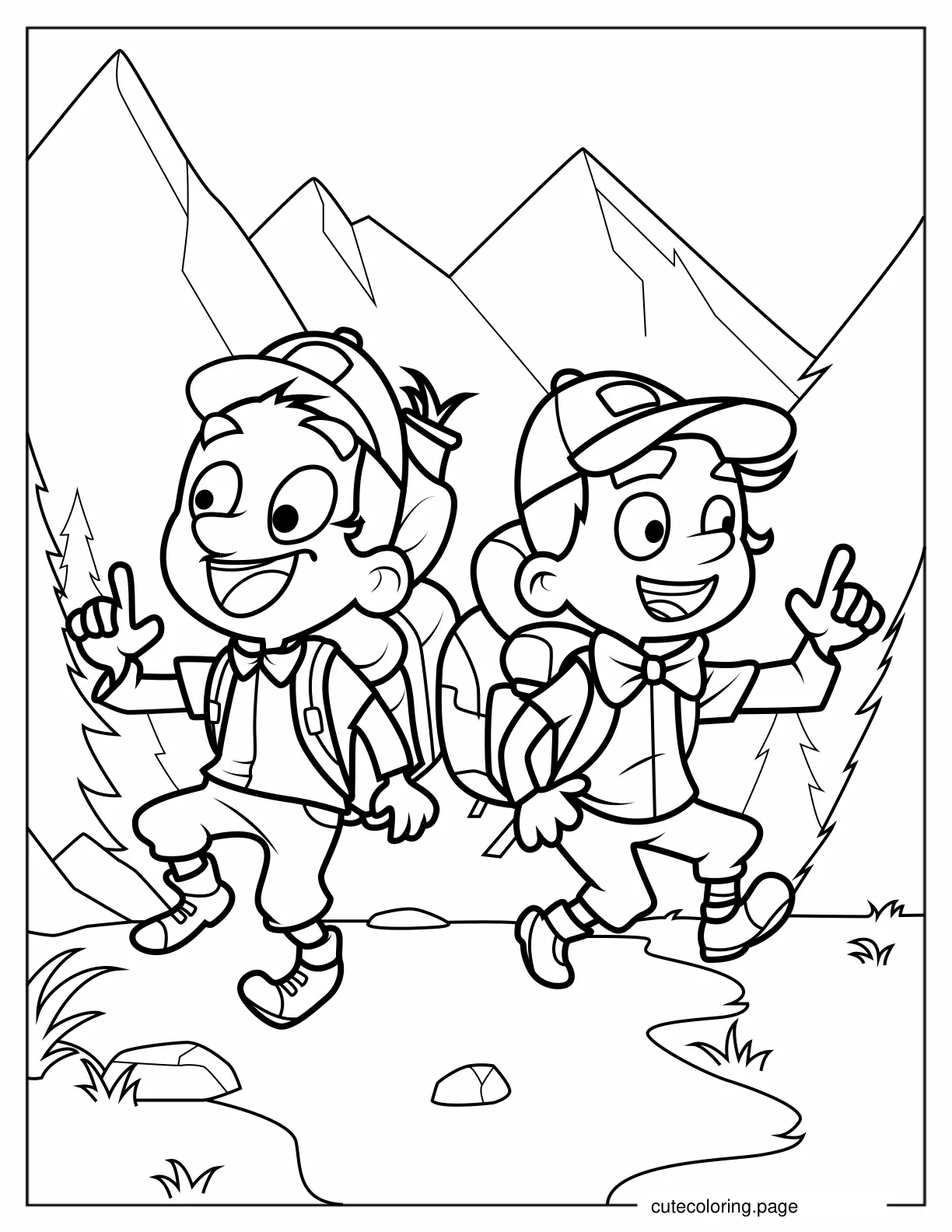 Two Boys Scouts Looking For Camp Site coloring page