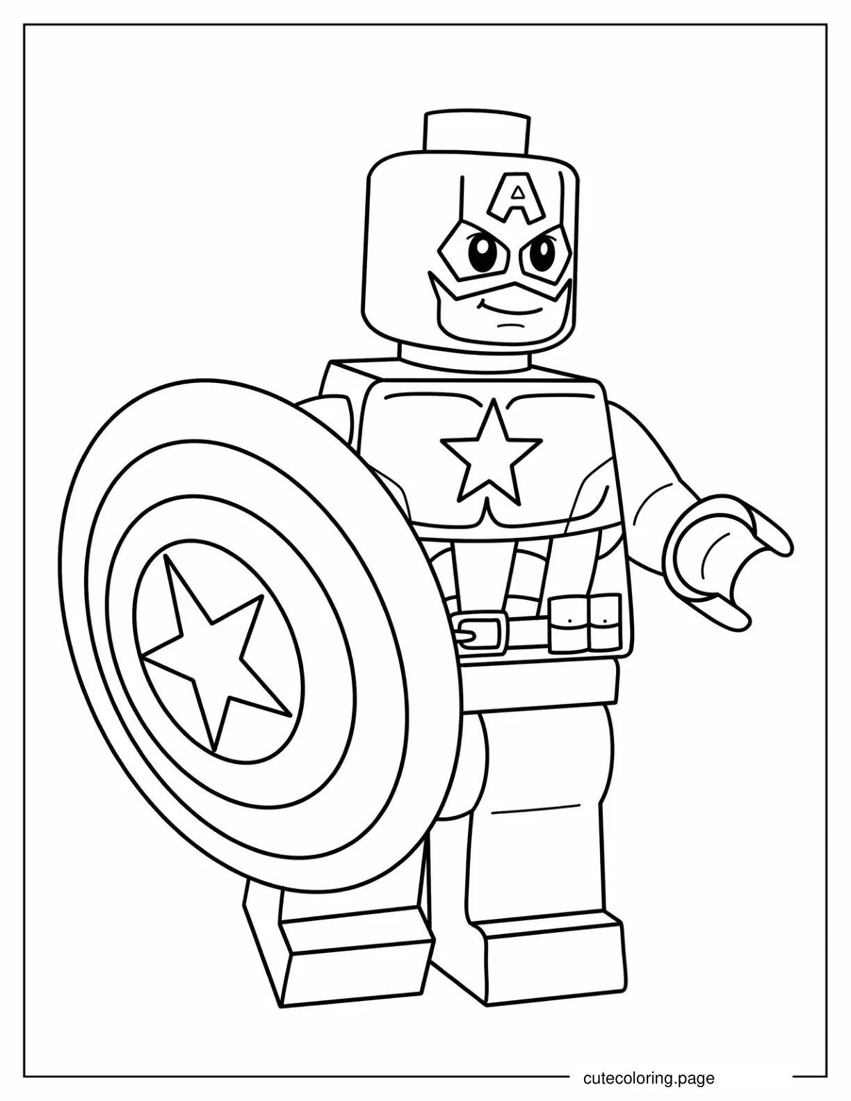 Captain America As a Lego Figurine To Color coloring page