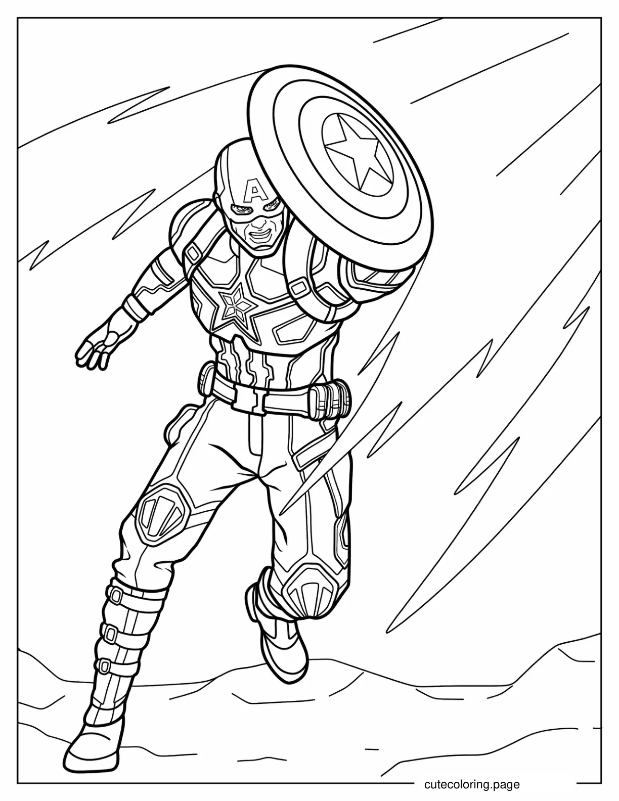 Captain America Protecting Himself With His Shield coloring page