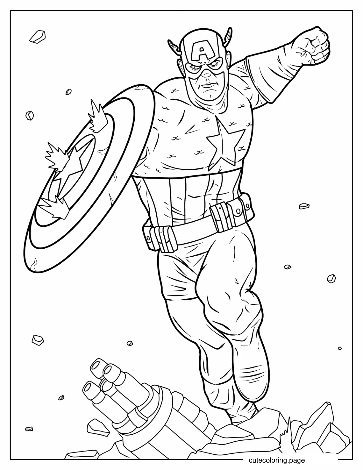 Captain America Superhero Coloring Sheet For Kids coloring page