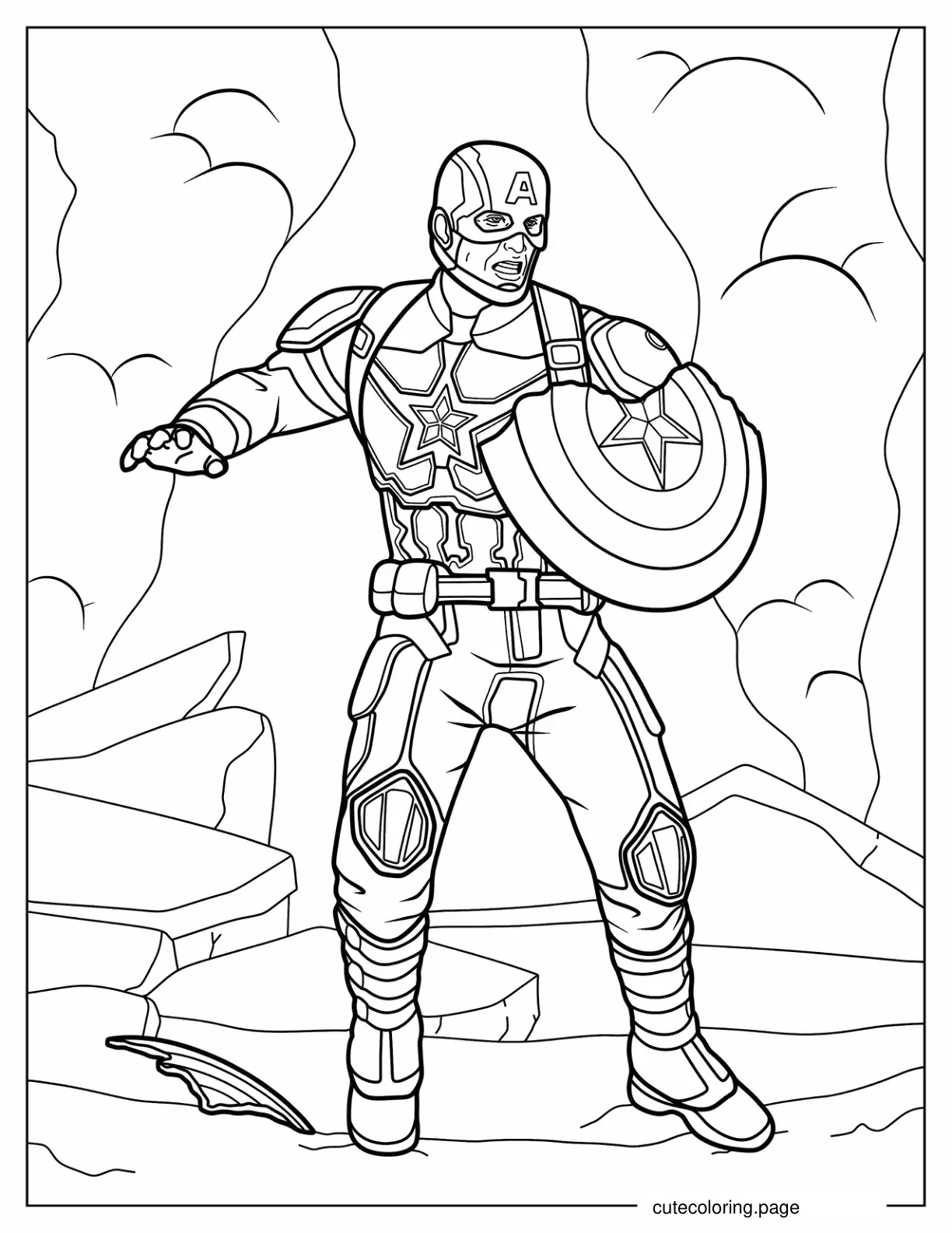 Captain America With Broken Shield coloring page