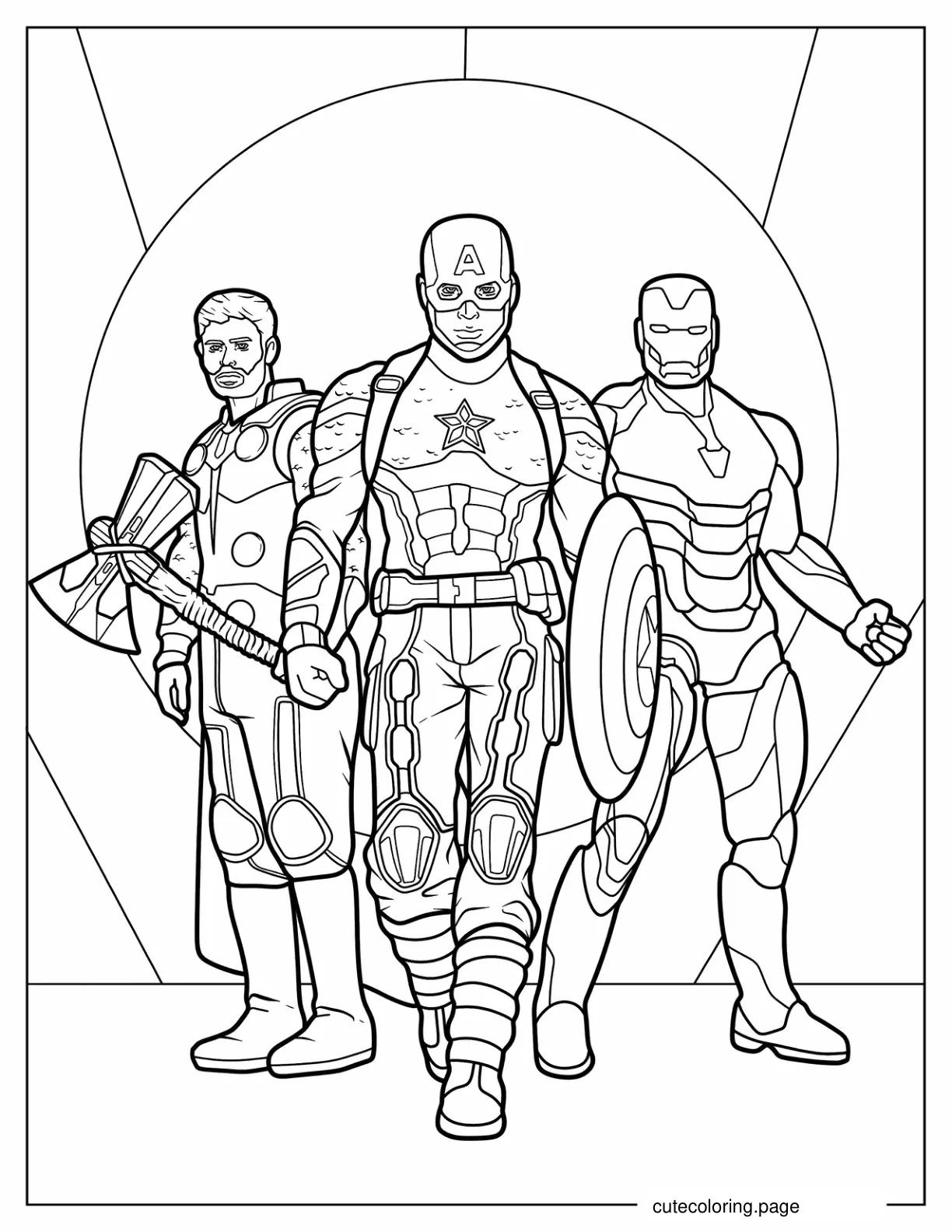 Captain America With Thor And Iron Man coloring page