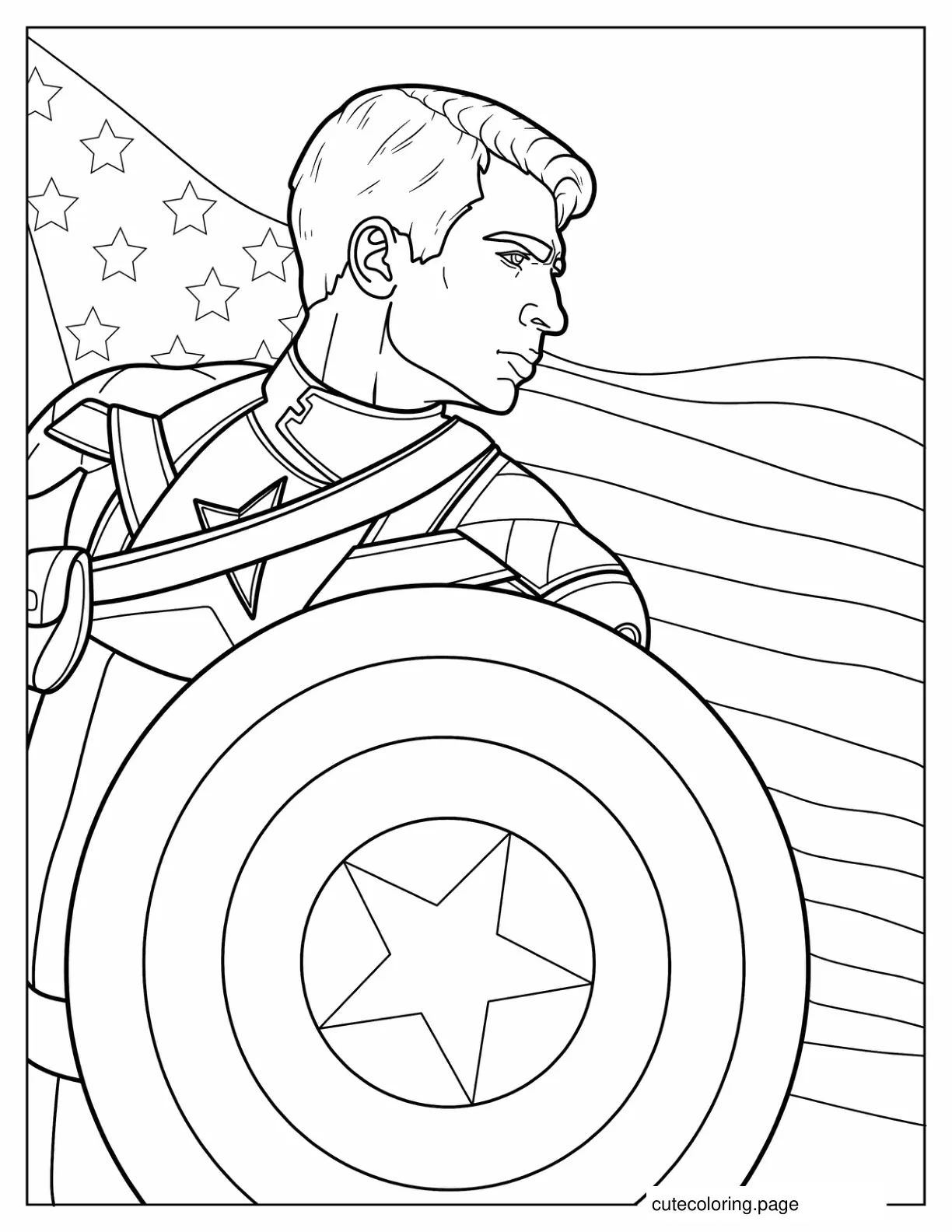 Coloring Page Of Steve Rogers With American Flag coloring page