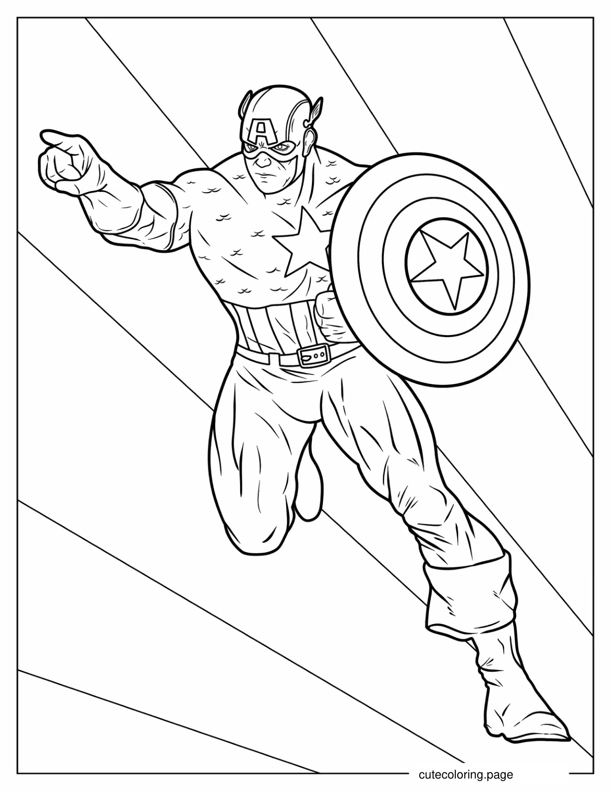 Vintage Themed Captain America From Comic Book coloring page