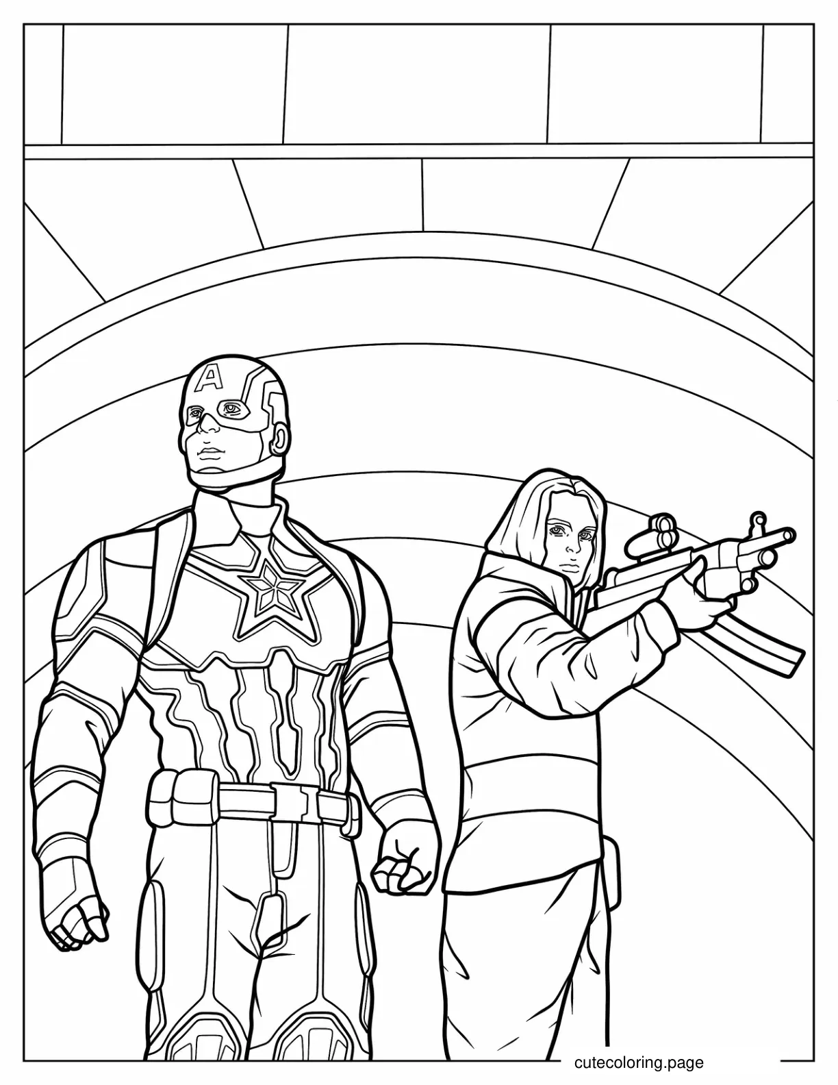 Winter Solider And Captain America coloring page