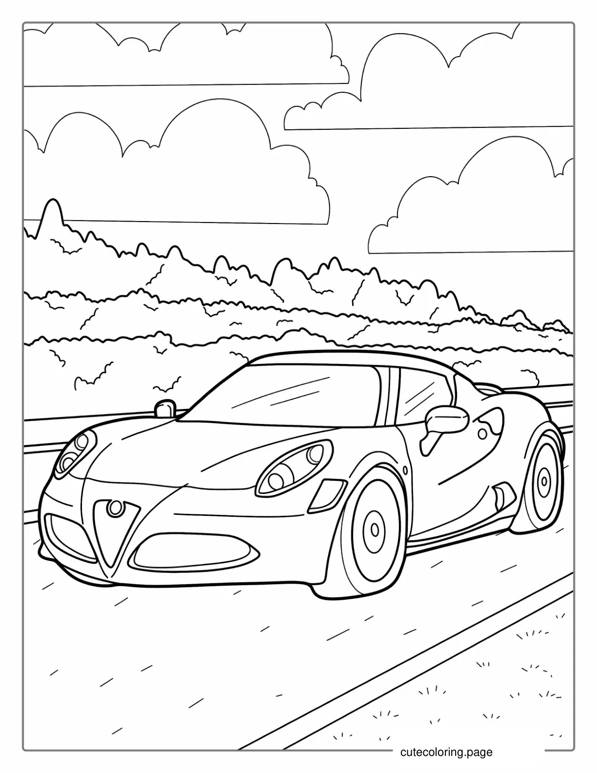 Alfa Romeo Race Car Coloring Sheet coloring page