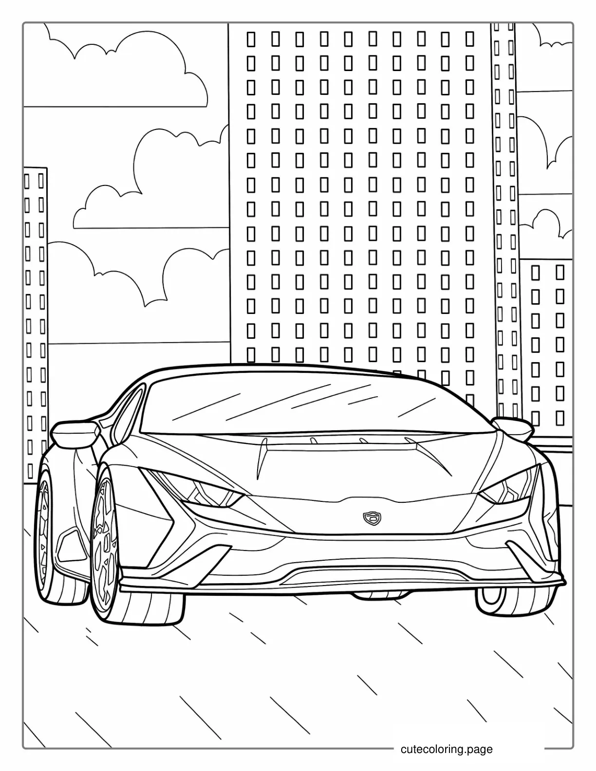 Coloring Page Of Lamborghini Driving In City coloring page