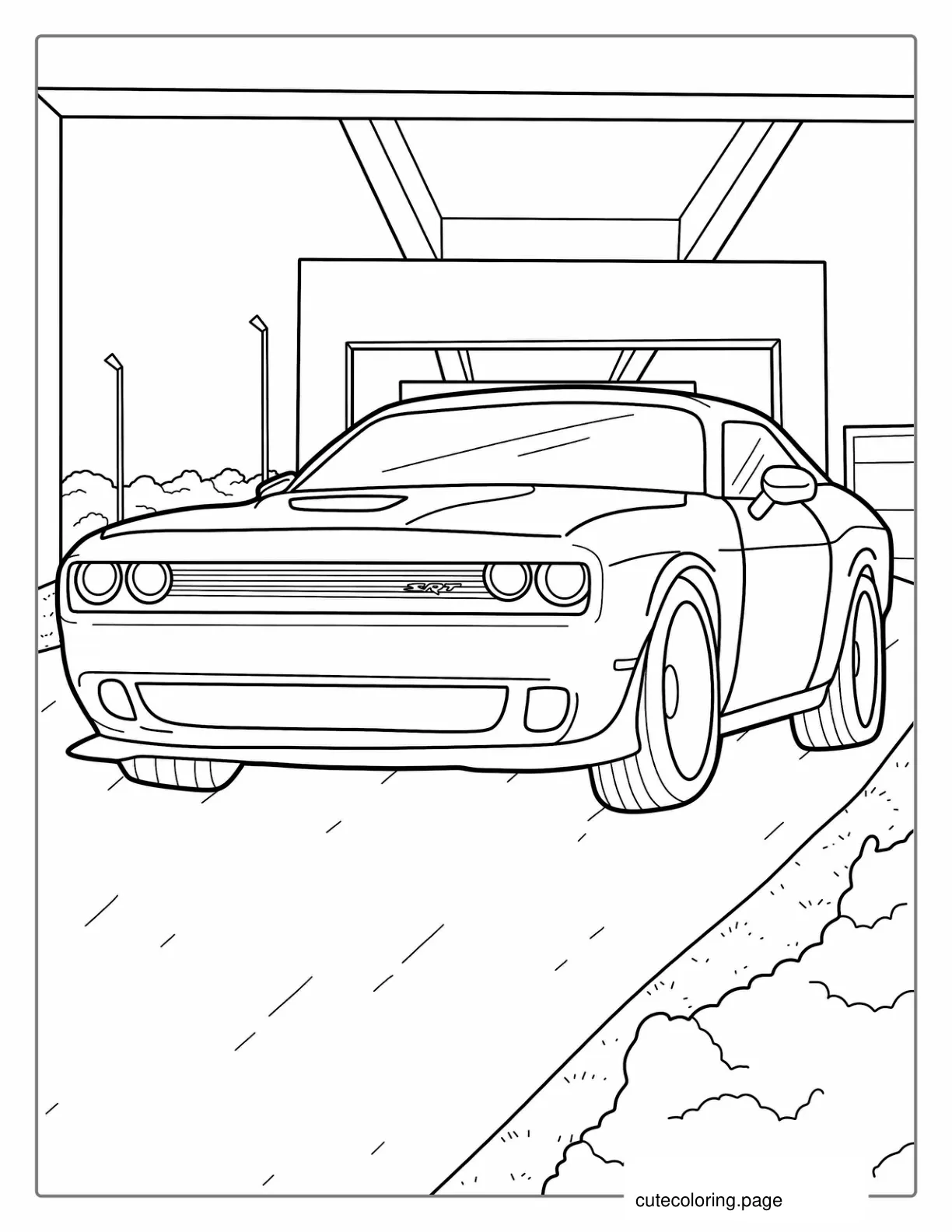 Detailed Dodge Challenger Coloring Sheet coloring page