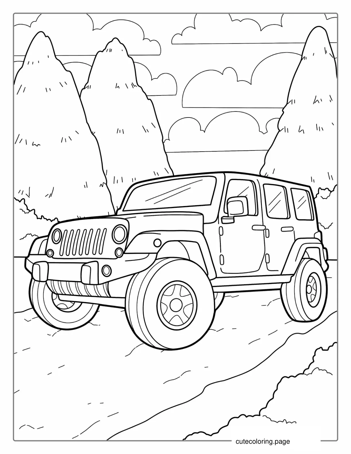 Detailed Jeep 4X4 Coloring Page coloring page