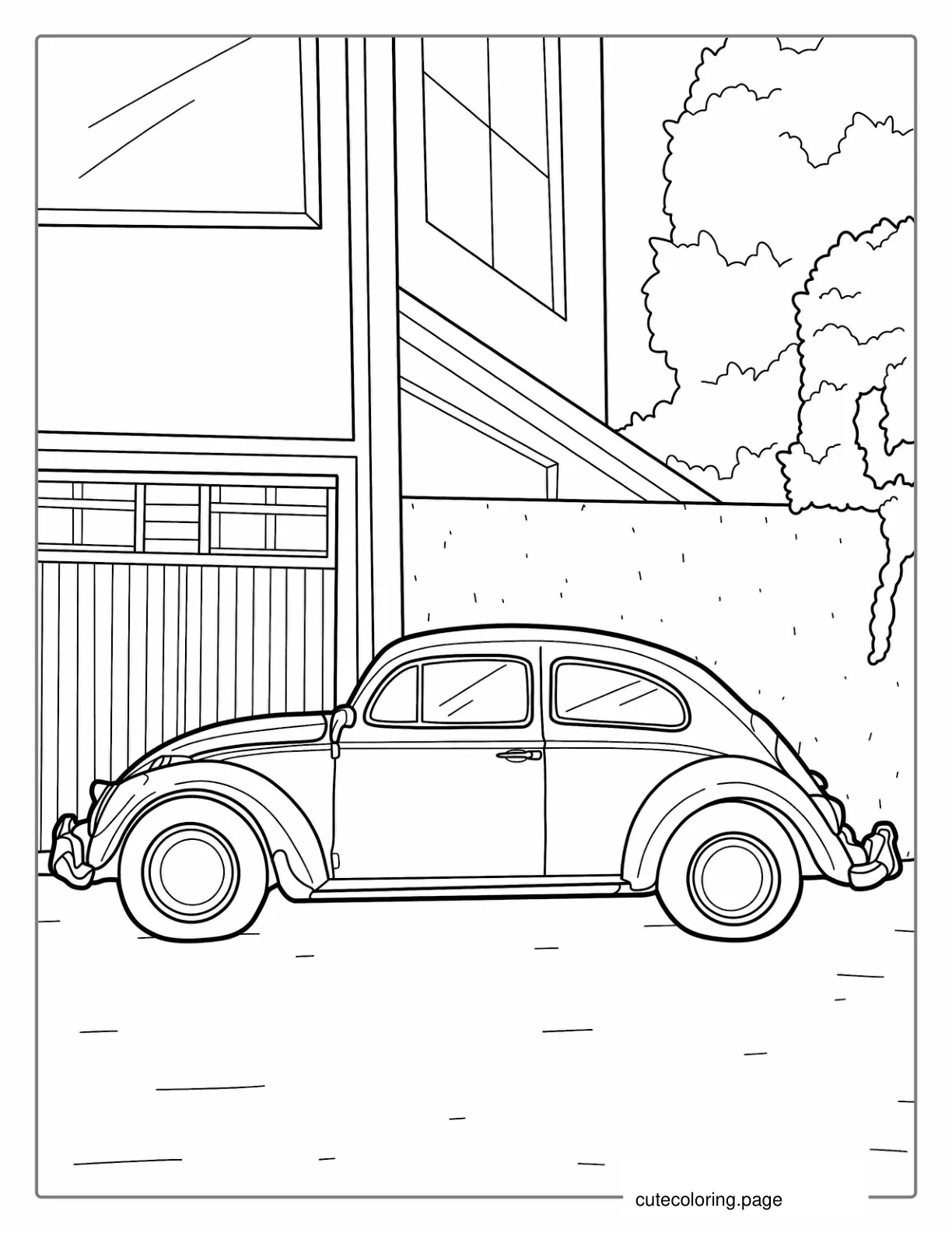 Detailed Volkswagen Beetle Coloring Sheet coloring page