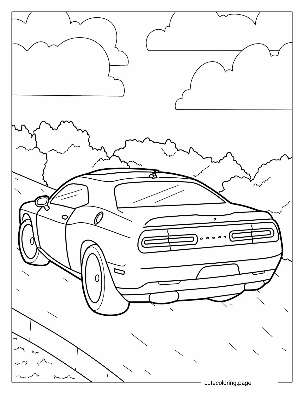 Dodge Challenger Coloring Sheet For Kids coloring page