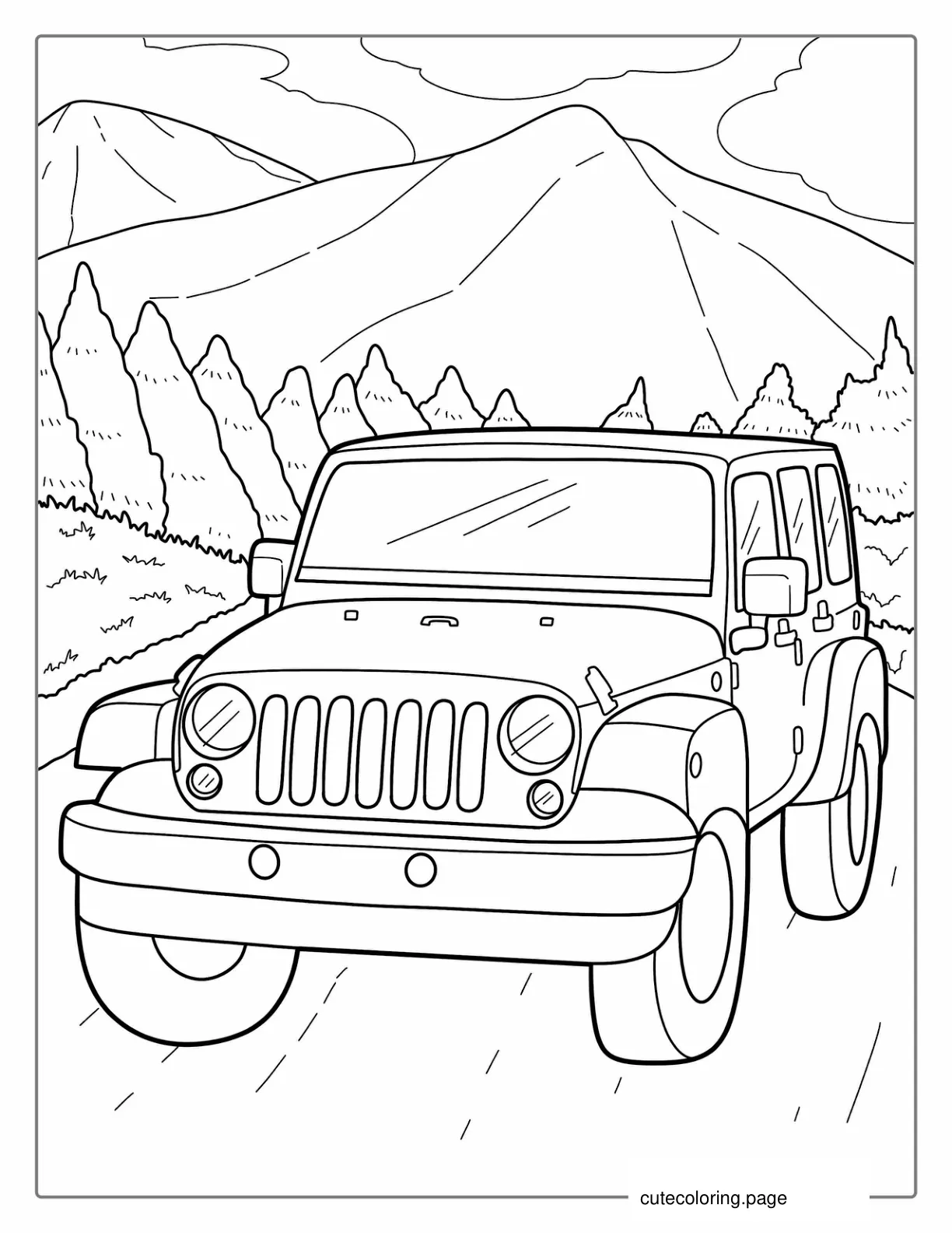 Jeep Wrangler Coloring Page For Kids coloring page