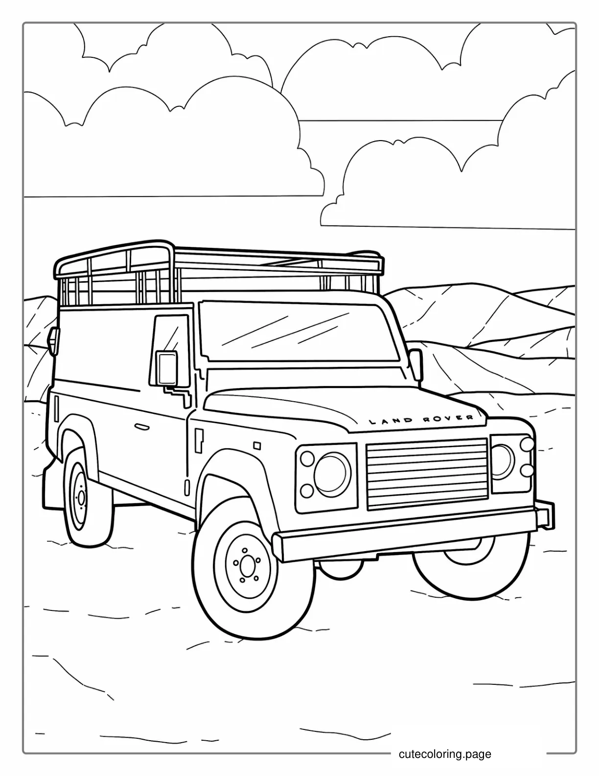 Land Rover Going Off Road coloring page