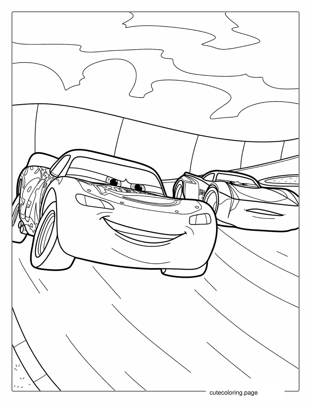 Lightening McQueen From Cars Movie To Color coloring page