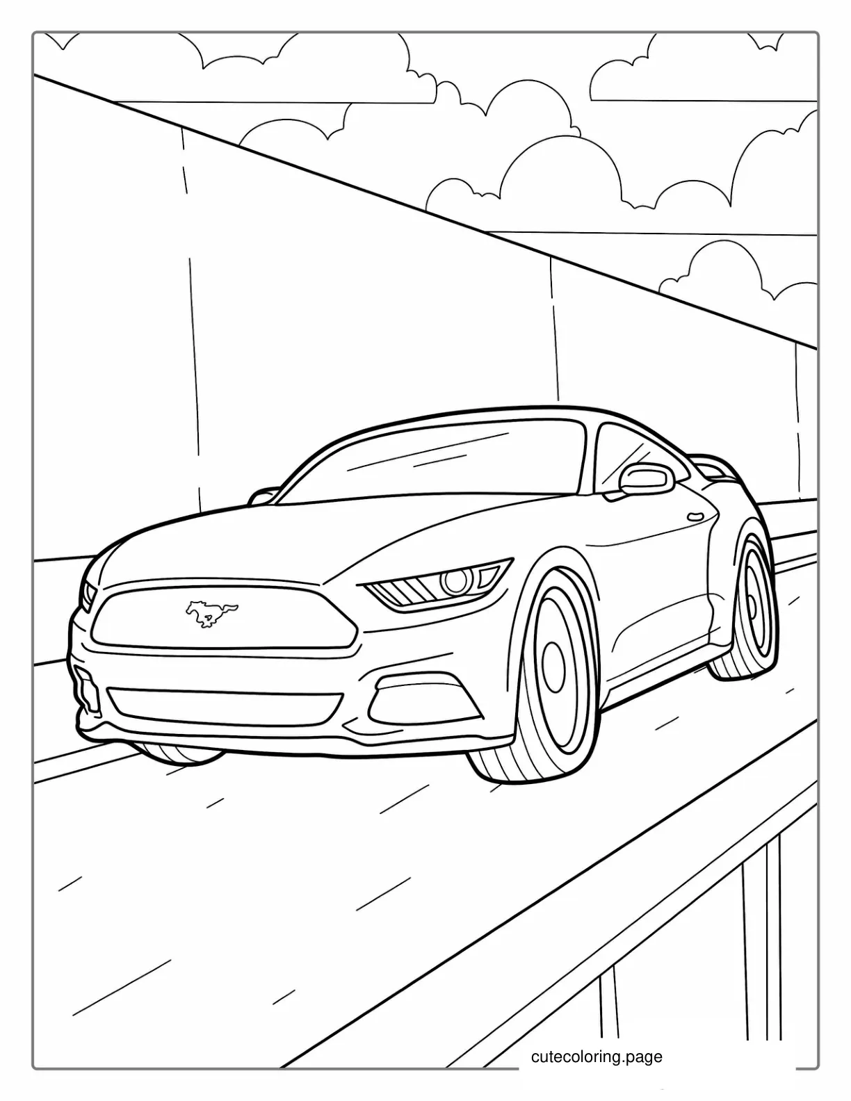 Racing Ford Mustang Picture To Color coloring page