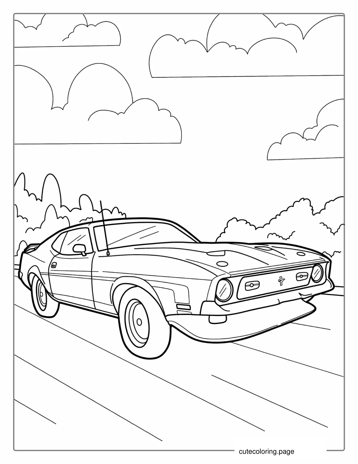 Vintage American Muscle Mustang Car coloring page