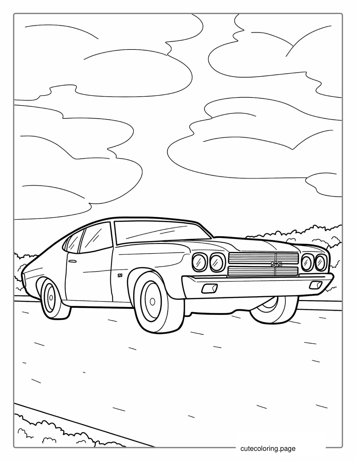 Vintage Chevrolet Chevelle SS Coloring Page coloring page