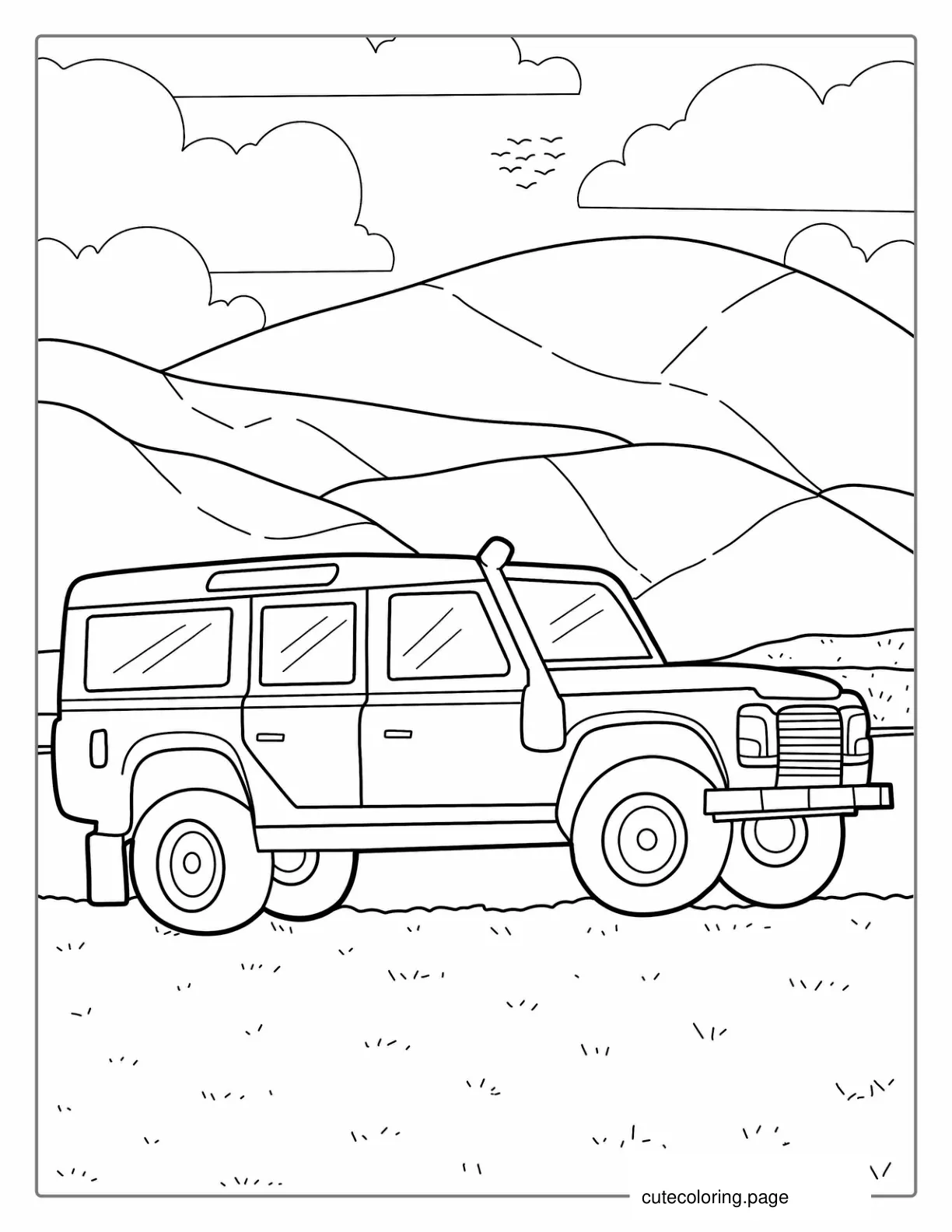 Vintage Land Rover 4X4 Car Coloring Page coloring page