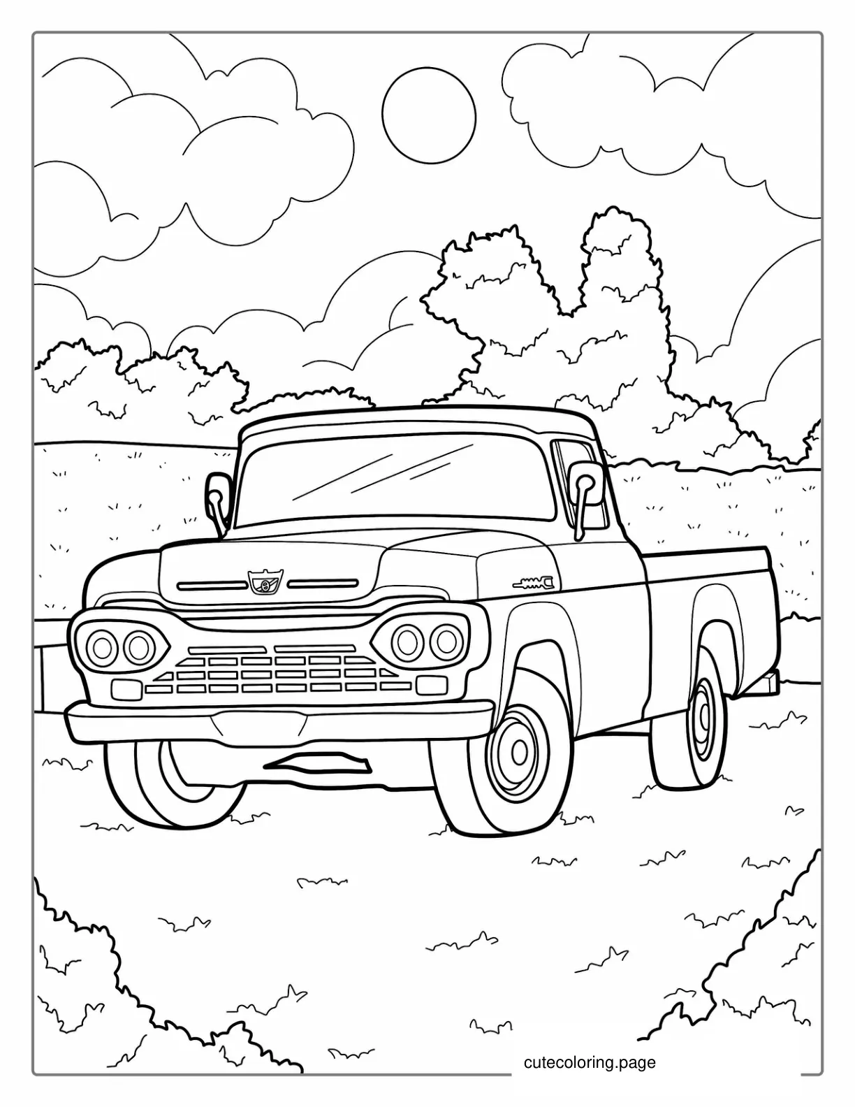 Vintage Pick Up Truck Coloring Page coloring page