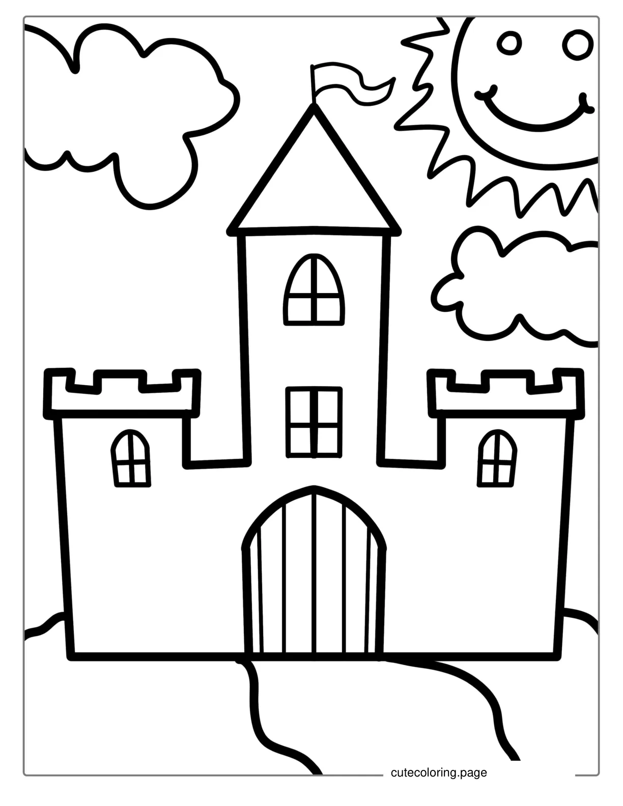 Easy Castle Coloring Sheet For Preschoolers coloring page