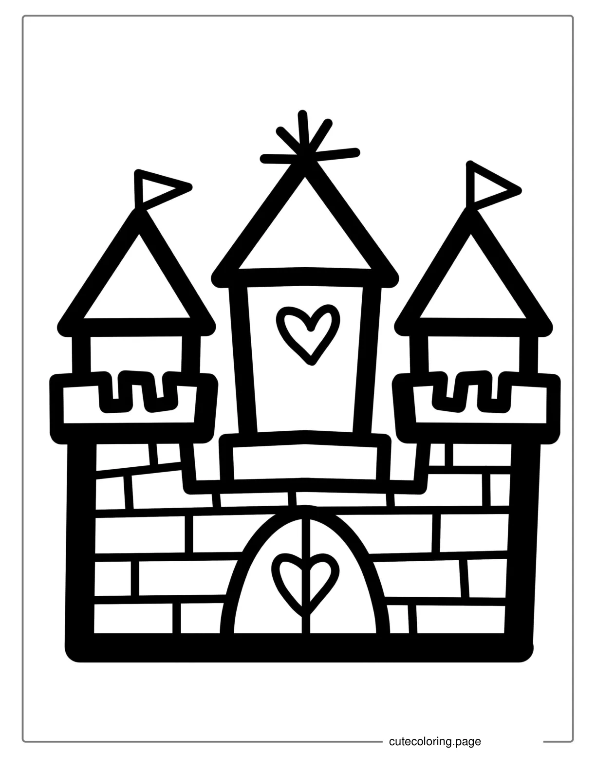 Easy Castle To Color For Preschoolers coloring page