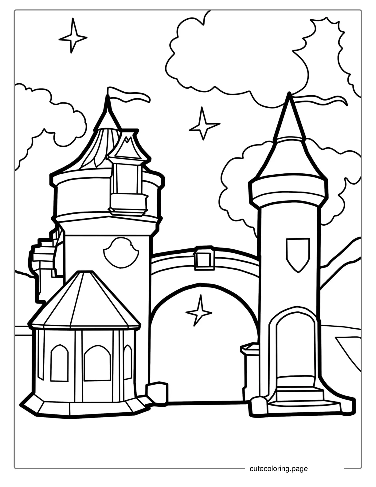 Magical Castle With Two Towers Coloring coloring page