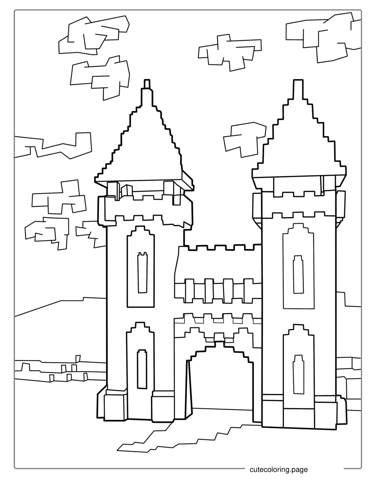 Minecraft Castle To Color coloring page