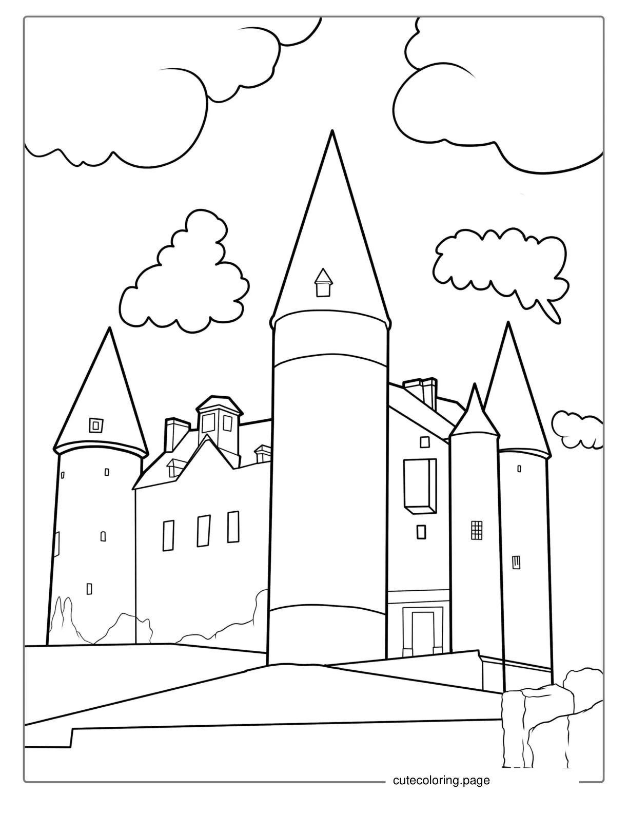 Old English Castle Coloring Sheet coloring page