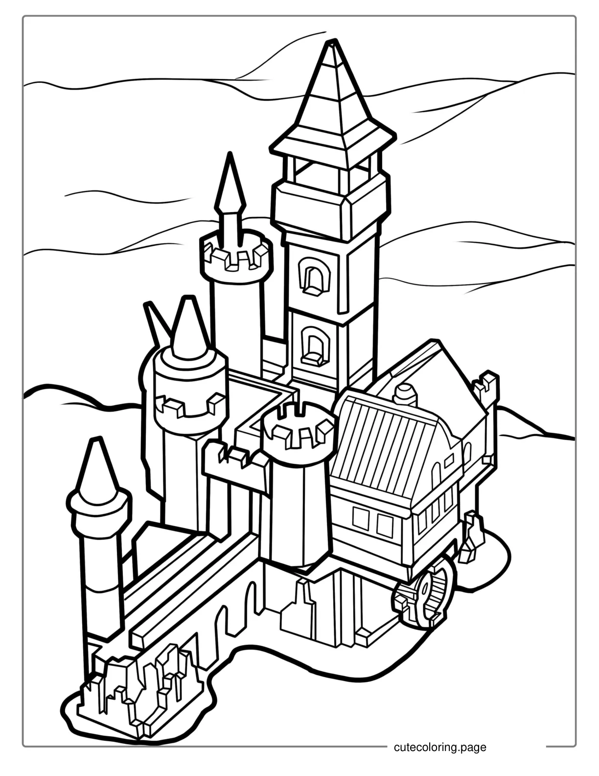 Small Middle Ages Castle Coloring Page coloring page