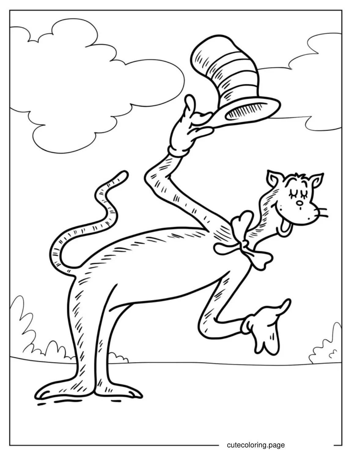 Cat In The Hat Bowing Coloring Page coloring page