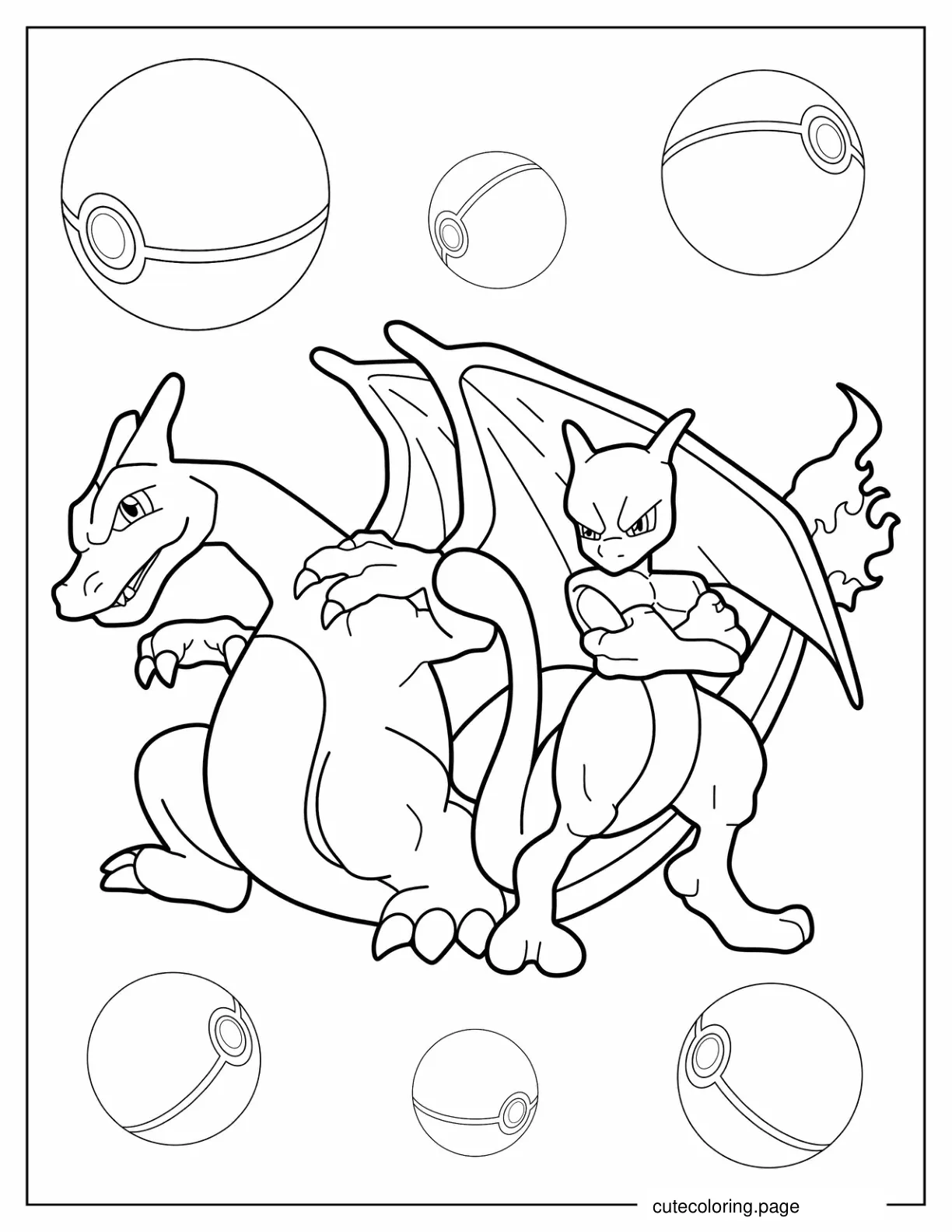 Charizard And Mewtwo Coloring Page 1 coloring page