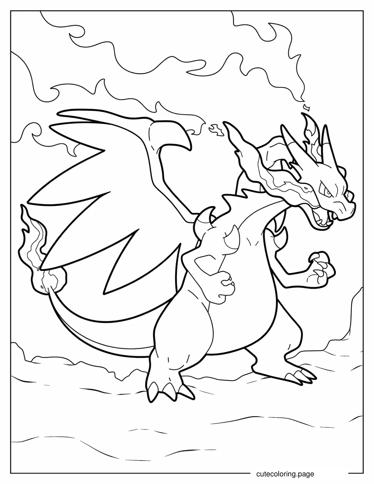 Charizard Breathing Out Fire coloring page