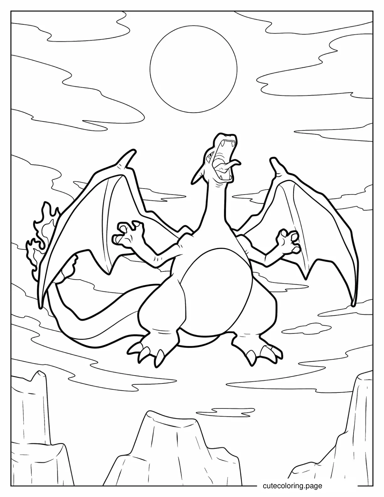 Charizard Roaring In The Sky coloring page