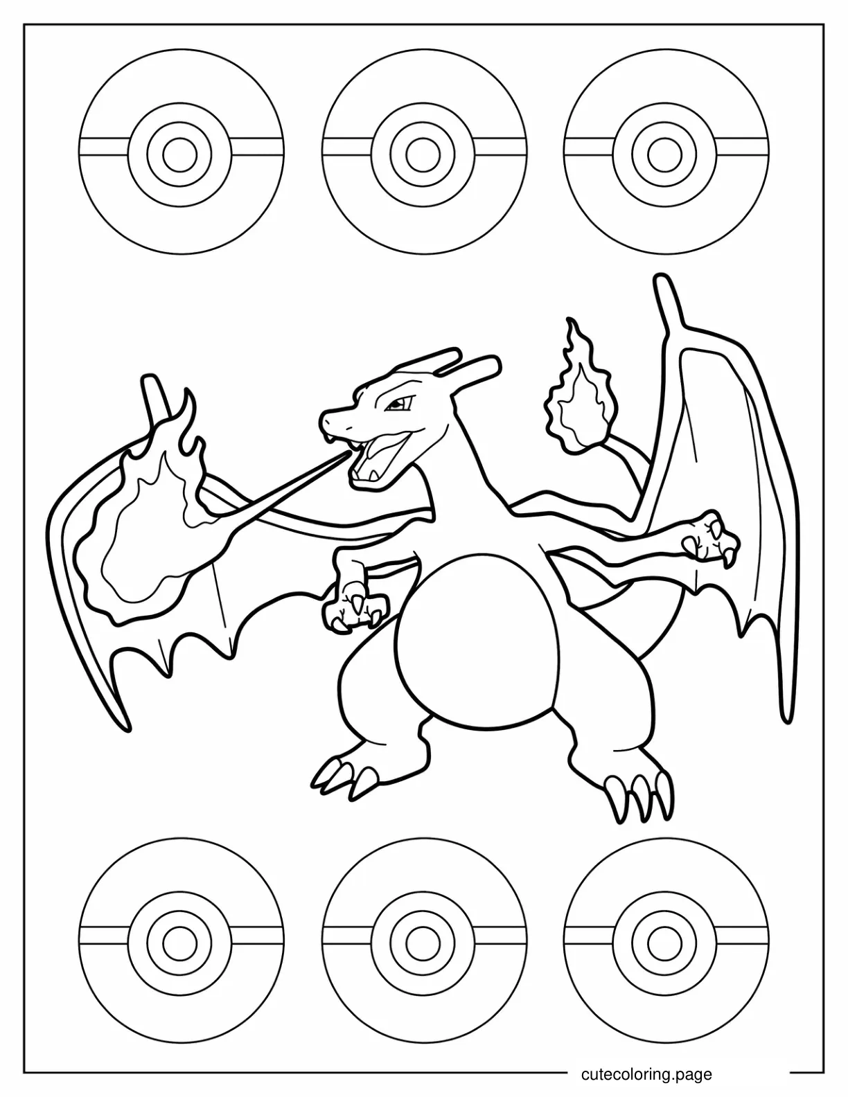 Easy Charizard Outline Coloring In For Kids coloring page