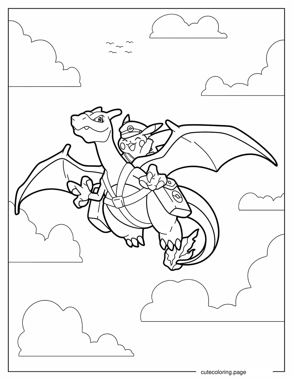 Special Delivery Charizard With Pikachu coloring page