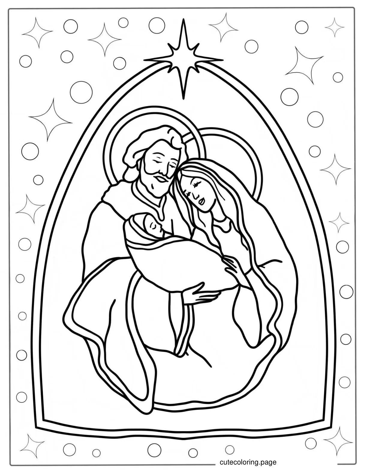 Christmas Coloring Page Of Joseph Mary And Jesus coloring page