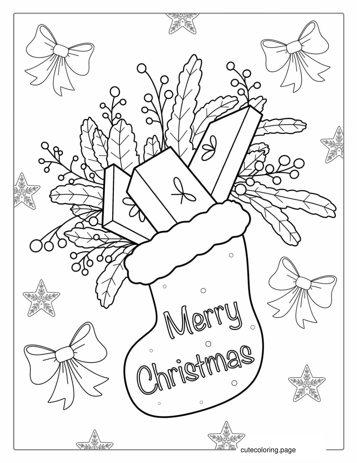 Christmas Stocking Full Of Presents coloring page