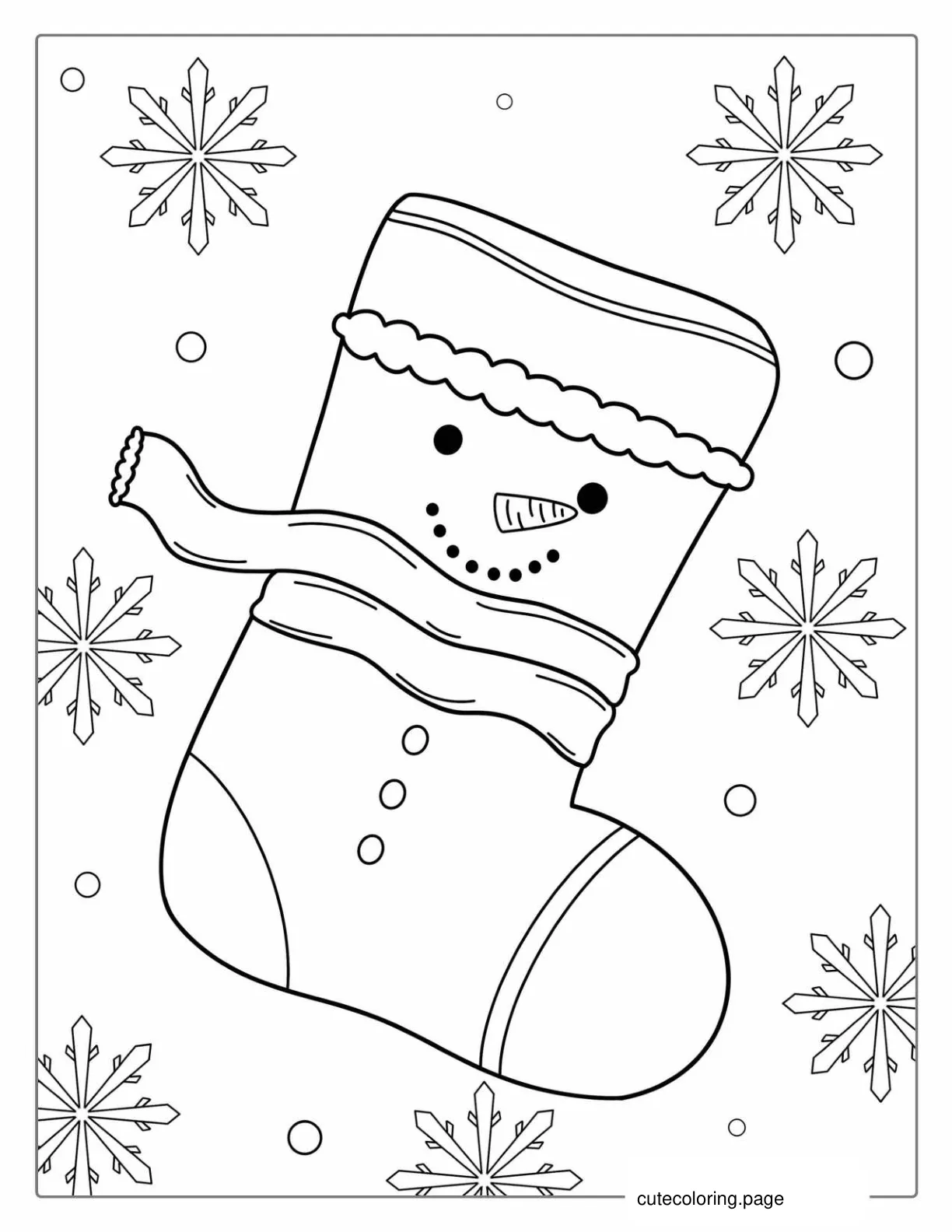 Christmas Stocking With Happy Face Coloring Sheet coloring page