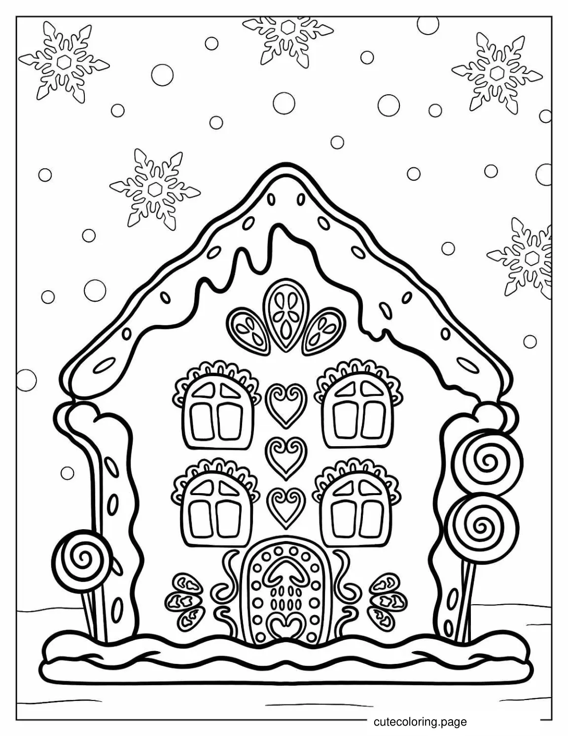 Coloring Page Of Cute Gingerbread House coloring page